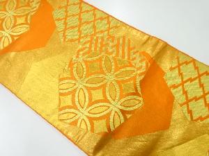 リサイクル　川島織物製　亀甲に古典柄模様織出し袋帯